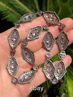 Antique Victorian Art Nouveau French Crystal Paste Open Sterling Silver Necklace