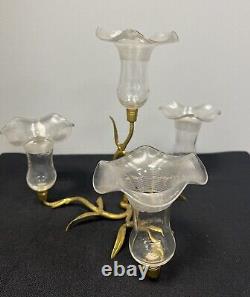 Antique Victorian Art Nouveau Gold Gilt Branch 4 Glass Epergne John Walsh Style Antique Victorian Art Nouveau Gold Gilt Branch 4 Glass Epergne John Walsh Style