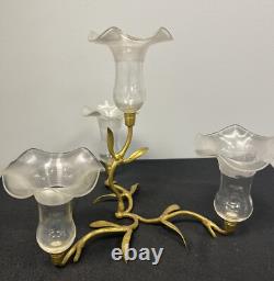 Antique Victorian Art Nouveau Gold Gilt Branch 4 Glass Epergne John Walsh Style Antique Victorian Art Nouveau Gold Gilt Branch 4 Glass Epergne John Walsh Style