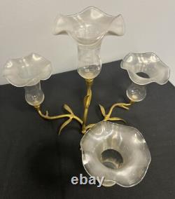 Antique Victorian Art Nouveau Gold Gilt Branch 4 Glass Epergne John Walsh Style Antique Victorian Art Nouveau Gold Gilt Branch 4 Glass Epergne John Walsh Style