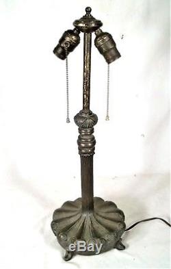 Antique Victorian Art Nouveau Leaded Glass Reeded Column Lamp Base