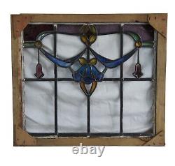 Antique Victorian Art Nouveau Leaded Stained Glass Floral Window Panel Framed Antique Victorian Art Nouveau Leaded Stained Glass Floral Window Panel Framed