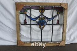 Antique Victorian Art Nouveau Leaded Stained Glass Floral Window Panel Framed Antique Victorian Art Nouveau Leaded Stained Glass Floral Window Panel Framed