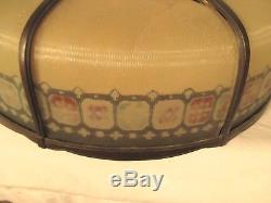 Antique Victorian Art Nouveau Ribbed Glass Leaded Lamp Shade