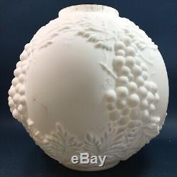 Antique Victorian Art Nouveau Satin Milk Glass Grape Globe Lamp Shade GWTW