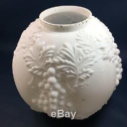 Antique Victorian Art Nouveau Satin Milk Glass Grape Globe Lamp Shade GWTW