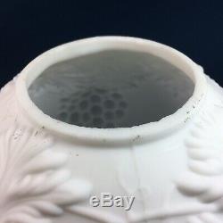 Antique Victorian Art Nouveau Satin Milk Glass Grape Globe Lamp Shade GWTW