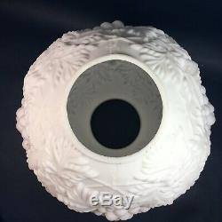 Antique Victorian Art Nouveau Satin Milk Glass Grape Globe Lamp Shade GWTW