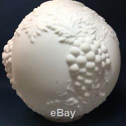 Antique Victorian Art Nouveau Satin Milk Glass Grape Globe Lamp Shade GWTW