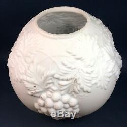 Antique Victorian Art Nouveau Satin Milk Glass Grape Globe Lamp Shade GWTW