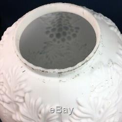 Antique Victorian Art Nouveau Satin Milk Glass Grape Globe Lamp Shade GWTW