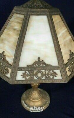 Antique Victorian Art Nouveau Slag Glass Lamp