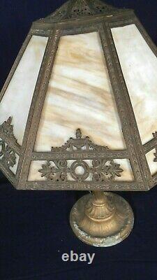 Antique Victorian Art Nouveau Slag Glass Lamp