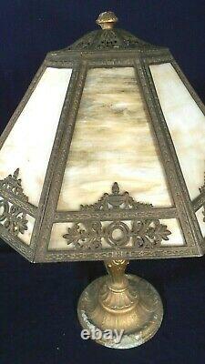 Antique Victorian Art Nouveau Slag Glass Lamp