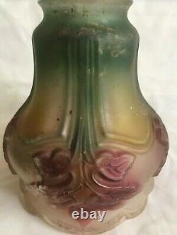 Antique Victorian Art Nouveau Tinted Satin Glass Lamp Shade