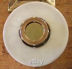 Antique Victorian Arts & Crafts brass OIL LAMP HINKS vaseline glass drop-in font