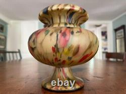 Antique Victorian Blown Art Glass Vase with Polychrome Satin Finish