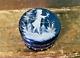 Antique Victorian Blue Art Glass Trinket Dish/jewelry Box Mary Gregory Style