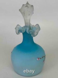 Antique Victorian Blue Burmese Ruffled Edge Glass Perfume Bottle Thomas Webb