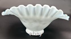 Antique Victorian Blue Enameled Satin Art Glass Brides Bowl Antique Victorian Blue Enameled Satin Art Glass Brides Bowl