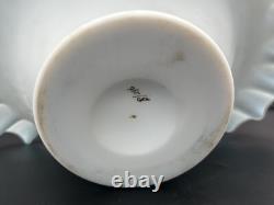 Antique Victorian Blue Enameled Satin Art Glass Brides Bowl Antique Victorian Blue Enameled Satin Art Glass Brides Bowl