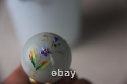 Antique Victorian Blue to White Art Glass Perfume Bottle with Enameled Decoration