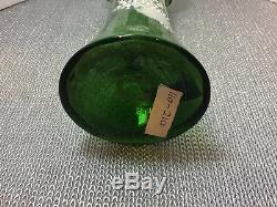 Antique Victorian Bohemian 19th C Green Art Glass HP Mary Gregory Vase 9
