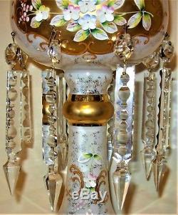 Antique Victorian Bohemian Art Glass Crystal Prism Luster Mantle Lustre