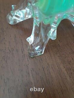 Antique Victorian Bohemian Green Cased Glass Thorn Vase Harrach Kralik Czech