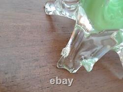 Antique Victorian Bohemian Green Cased Glass Thorn Vase Harrach Kralik Czech