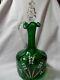 Antique Victorian Bohemian Green Lilly Of The Valley Art Glass Bottle Decanter