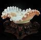 Antique Victorian Bohemian Harrach Cased Blue Rose Gold Hp Enamel Art Glass Bowl