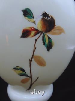Antique Victorian Bohemian Harrach Hand Painted Hickory Nut & Bee Art Glass Vase