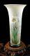 Antique Victorian Bohemian Harrach Hand Painted Narcissus Floral Art Glass Vase