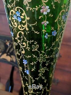 Antique Victorian Bohemian Moser Art Glass Large Vase Jeweled 19th Century