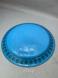 Antique Victorian Bohemian Moser Glass White Cut To Blue Overlay Cheese Dish