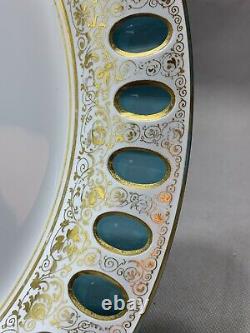 Antique Victorian Bohemian Moser Glass White Cut To Blue Overlay Cheese Dish