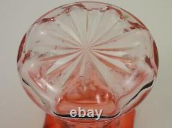 Antique Victorian Bohemian Spreading Apricot to Pink CUT Art Glass Vase Loetz