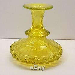 Antique Victorian Bohemian Yellow Vaseline Glass Facet Cut Perfume Bottle
