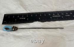 Antique Victorian Brass/GF Snake and Blue Art Glass Hat Pin