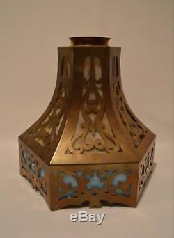 Antique Victorian Brass & Slag Glass Light Fixture Lamp Shade Art Deco