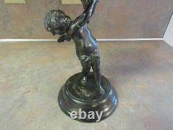 Antique Victorian Brides Basket With Silverplate Winged Cherub Stand