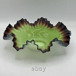 Antique Victorian Brides Bowl Green/Ox Blood Red