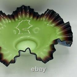 Antique Victorian Brides Bowl Green/Ox Blood Red