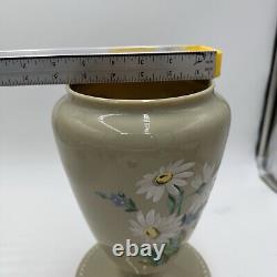 Antique Victorian Bristol Art Glass Hand Painted Daisies Footed Large Vase 11