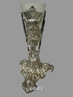 Antique Victorian Cast Metal & Art Glass Epergne Vase