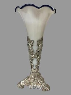 Antique Victorian Cast Metal & Art Glass Epergne Vase