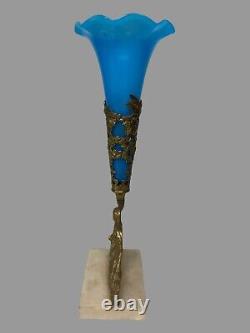 Antique Victorian Cast Metal & Art Glass Epergne Vase