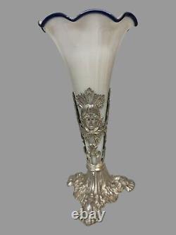 Antique Victorian Cast Metal & Art Glass Epergne Vase