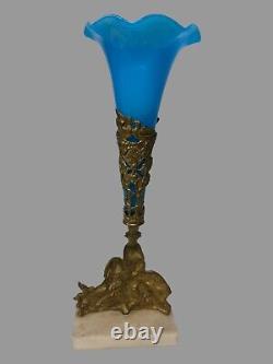 Antique Victorian Cast Metal & Art Glass Epergne Vase